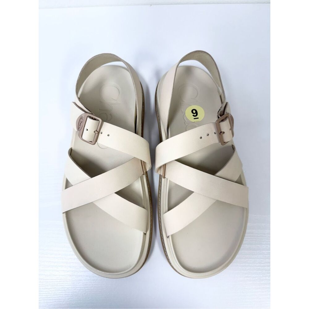 Chaco Townes Slingback Strappy Sandals Size 9 M Ivory Angora Leather JCH109472 - Picture 1 of 6